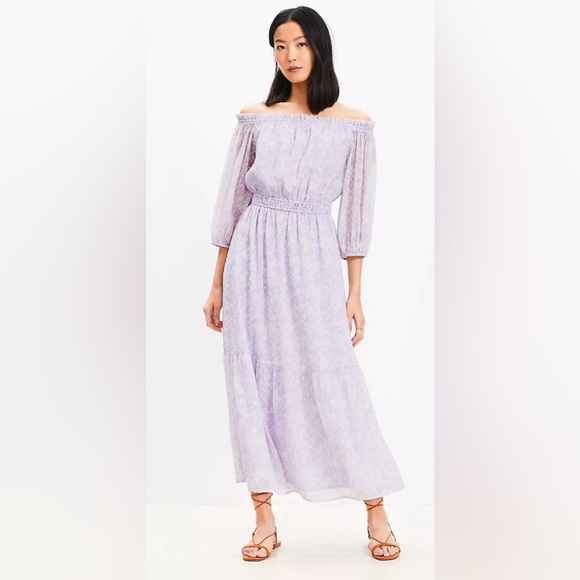 LOFT Dresses & Skirts - LOFT Lavender Off-Shoulder Maxi Dress